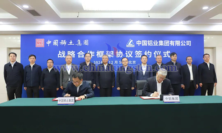 中國稀土與中國鋁業簽署合作協定現場圖(圖源:中國稀土)