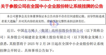 Jinlong Rare Earth Is Listed on the National Equities Exchange and Quotations Jinlong Rare Earth is listed on the National Equities Exchange and Quotations